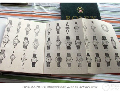 1935年 Rolex宣传册 右上角为Ref.2533腕表