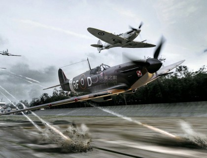 这里的喷火式战斗机（英文：Spitfire Fighter），是二战期间英国的一型活塞式战斗机，是欧洲最优秀的活塞式战斗机之一，也是二战名机。 喷火式战斗机是英国第一种成功采用全金属承力蒙皮的作战飞机，其综合飞行性能，在二战时始终居世界先进水平。尽管因为操作和飞行员因素在空中损失颇多，但是它的优良性能还是为英国维持制空权以及欧洲战局的扭转起到了重要作用。喷火式战斗机是英国维克斯-超级马林公司设计师米歇尔以S系列竞速飞机为基础，按照英国空军的战术、技术要求于二战前设计的，其造型精美，性能优异，也被称为“战斗机中的虎式坦克”。各型的喷火式战斗机共计生产了约22907架，至20世纪50年代中期基本退役。