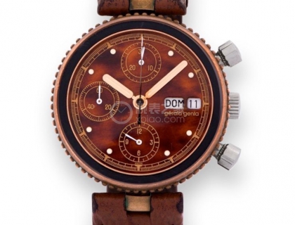 腕表市场推出的第一枚青铜手表诞生于1988年，当时由杰罗尊达为自己的手表品牌Gerald Genta设计的Gefica，还是一款双历显示的计时码表。