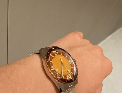 这款表的表背采用的是密底设计，内部搭载着的是基于Sellita SW 200-1打磨而成的Cal.733型自动上链机芯。该机芯的摆频为4Hz，可提供38小时的动力储备，质量性能什么的都挺可靠的就不多说了。它那硕大的表冠为旋入式结构，防水等级100米，对于它99%的潜在客户来说，这足够用了。