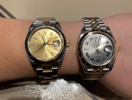 间金绿萝与香槟盘进行对比