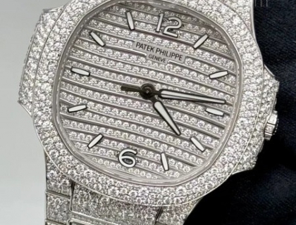 7118/1450G Nautilus Haute Joaillerie 腕表镶嵌2553颗完美无瑕的顶级威塞尔顿明亮式切割钻石