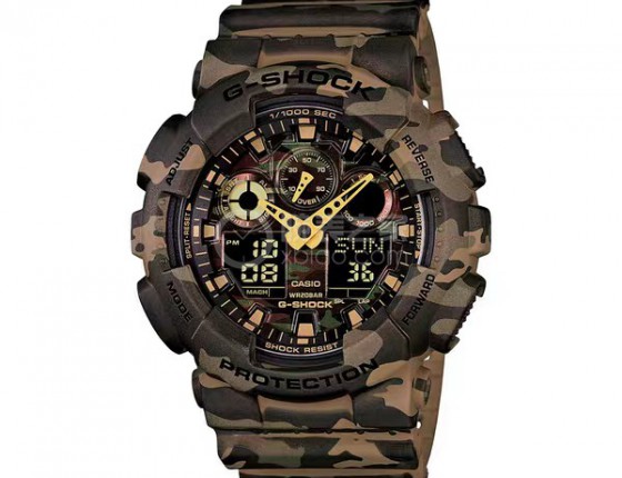 学生党钟情大表盘硬汉 迷彩卡西欧G-SHOCK GA-100CM-5ADR作业