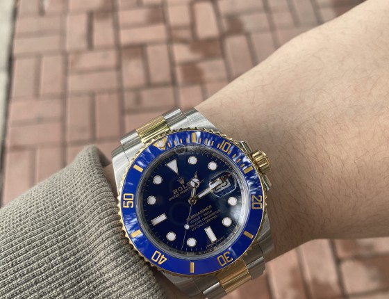 劳力士间金蓝水鬼，认证贴！